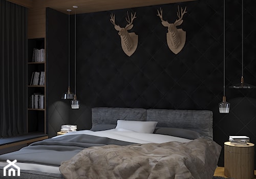 Dom w Smardzewicach - Średnia czarna sypialnia, styl skandynawski - zdjęcie od Design Factory Studio Projektowe