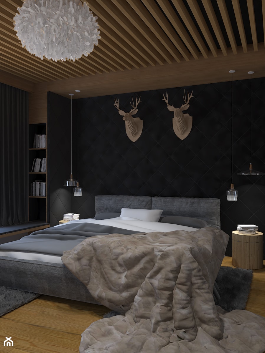 Dom w Smardzewicach - Średnia czarna sypialnia, styl skandynawski - zdjęcie od Design Factory Studio Projektowe