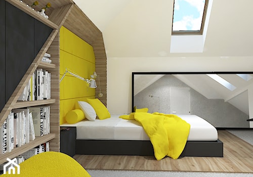 Dom z bali nad Zalewem Sulejowskim - Mała sypialnia na poddaszu, styl nowoczesny - zdjęcie od Design Factory Studio Projektowe