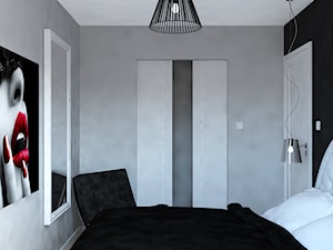 Trzy pokoje na Teofilowie - Mała czarna szara sypialnia, styl glamour - zdjęcie od Design Factory Studio Projektowe