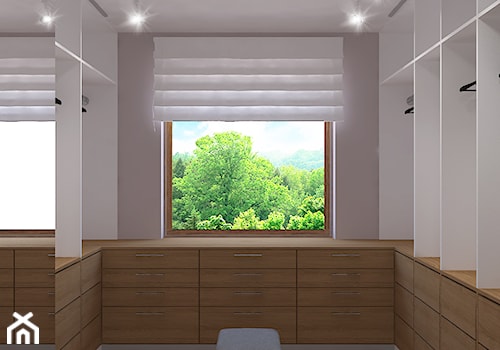 Dom w Smardzewicach - Duża garderoba z oknem, styl skandynawski - zdjęcie od Design Factory Studio Projektowe