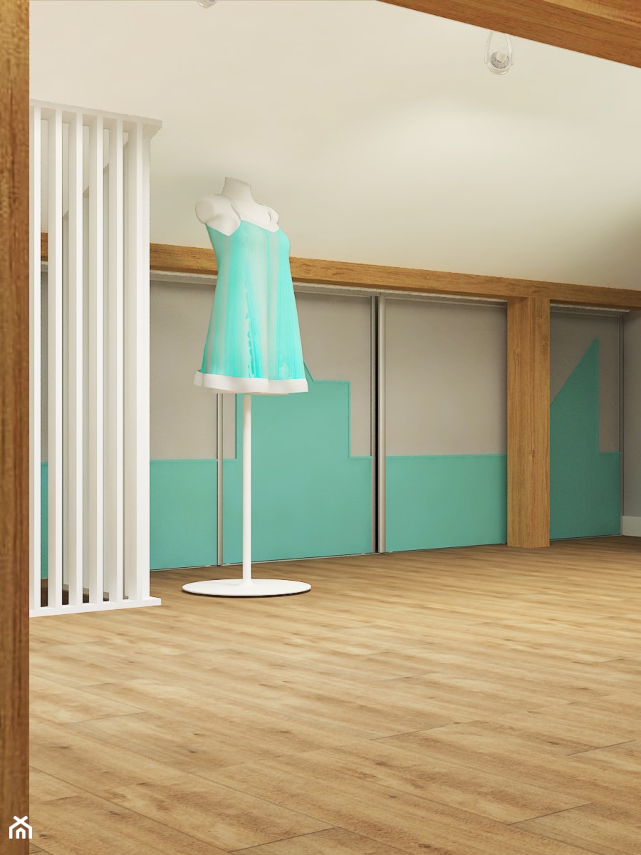 Pokój dziecka na poddaszu - Mały szary niebieski pokój dziecka dla nastolatka dla dziewczynki, styl skandynawski - zdjęcie od Design Factory Studio Projektowe