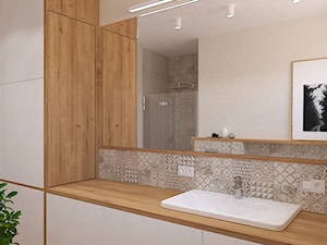 Dom jednorodzinny w Konstantynowie - Bez okna z lustrem z punktowym oświetleniem łazienka, styl skandynawski - zdjęcie od Design Factory Studio Projektowe