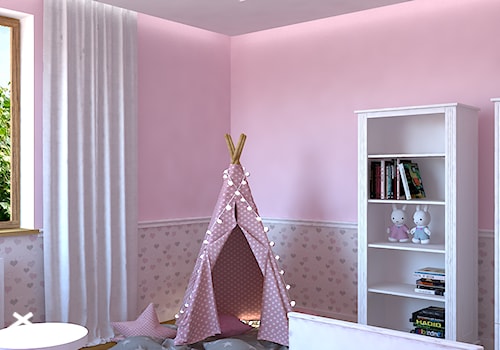 Dom w Smardzewicach - Średni beżowy różowy pokój dziecka dla dziecka dla dziewczynki, styl tradycyjny - zdjęcie od Design Factory Studio Projektowe