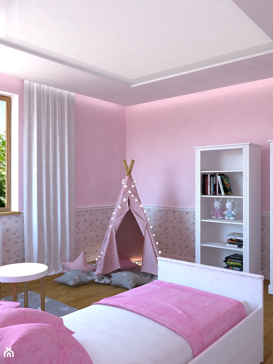 Dom w Smardzewicach - Średni beżowy różowy pokój dziecka dla dziecka dla dziewczynki, styl tradycyjny - zdjęcie od Design Factory Studio Projektowe