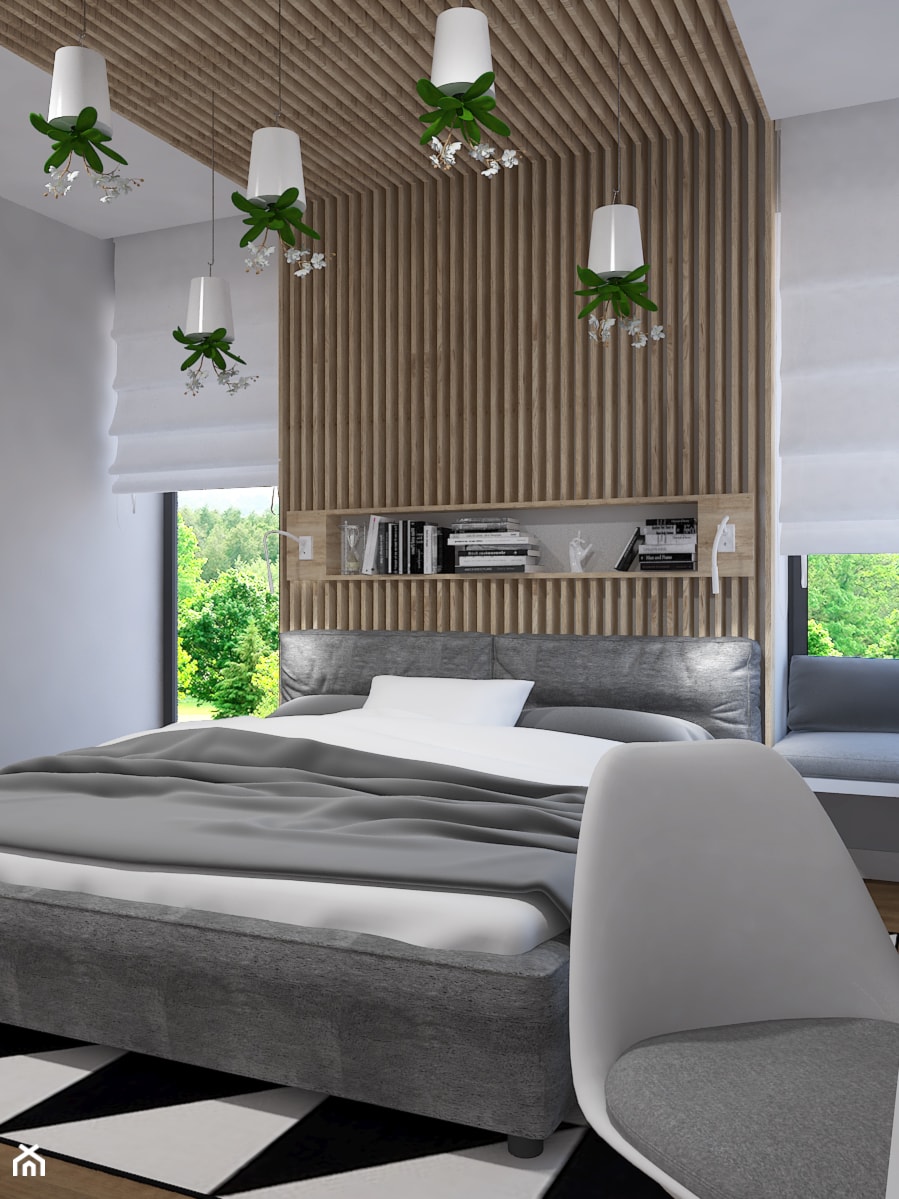 Dom jednorodzinny w Rąbieniu - Średnia biała sypialnia, styl nowoczesny - zdjęcie od Design Factory Studio Projektowe