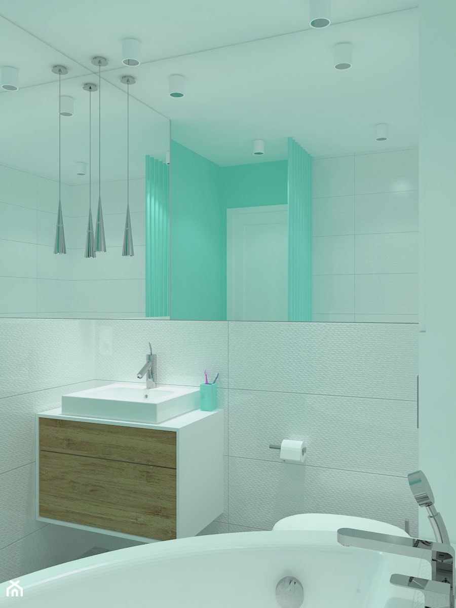 Trzy pokoje na Teofilowie - Mała bez okna z punktowym oświetleniem łazienka, styl nowoczesny - zdjęcie od Design Factory Studio Projektowe