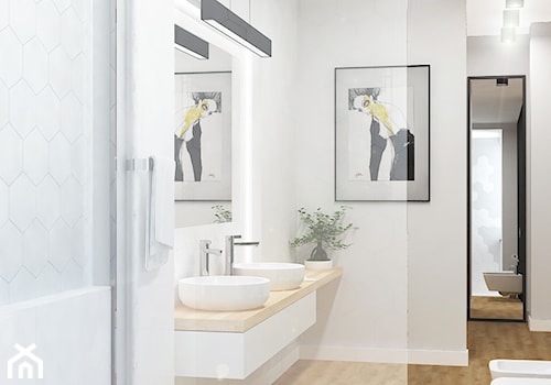 Apartament na Wilanowie - Średnia z dwoma umywalkami łazienka, styl nowoczesny - zdjęcie od Design Factory Studio Projektowe