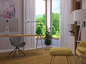 Dom w Smardzewicach - Średnie w osobnym pomieszczeniu z sofą szare biuro, styl skandynawski - zdjęcie od Design Factory Studio Projektowe