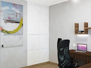 Osiedle Moderna Łódź - Średnie z zabudowanym biurkiem białe szare biuro, styl nowoczesny - zdjęcie od Design Factory Studio Projektowe