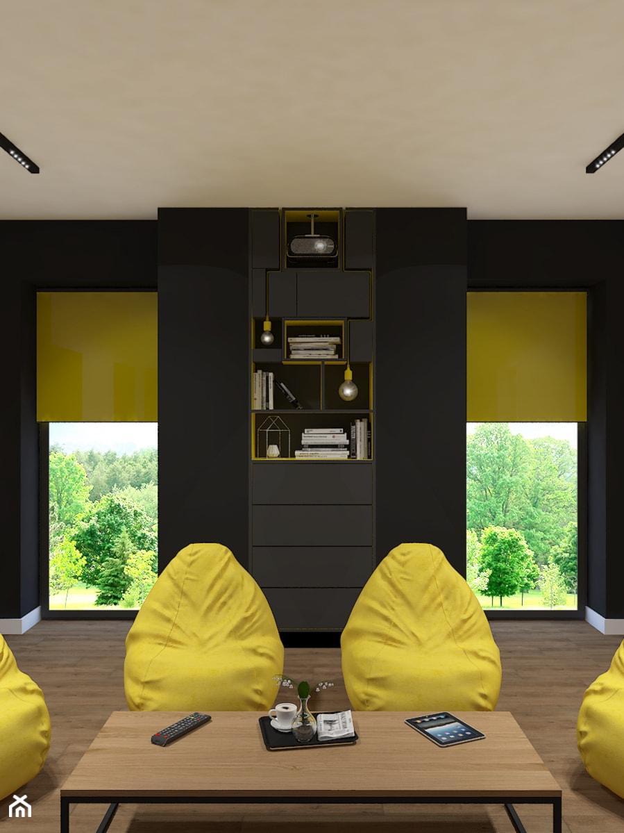 Dom jednorodzinny w Rąbieniu - Średni czarny hol / przedpokój, styl nowoczesny - zdjęcie od Design Factory Studio Projektowe