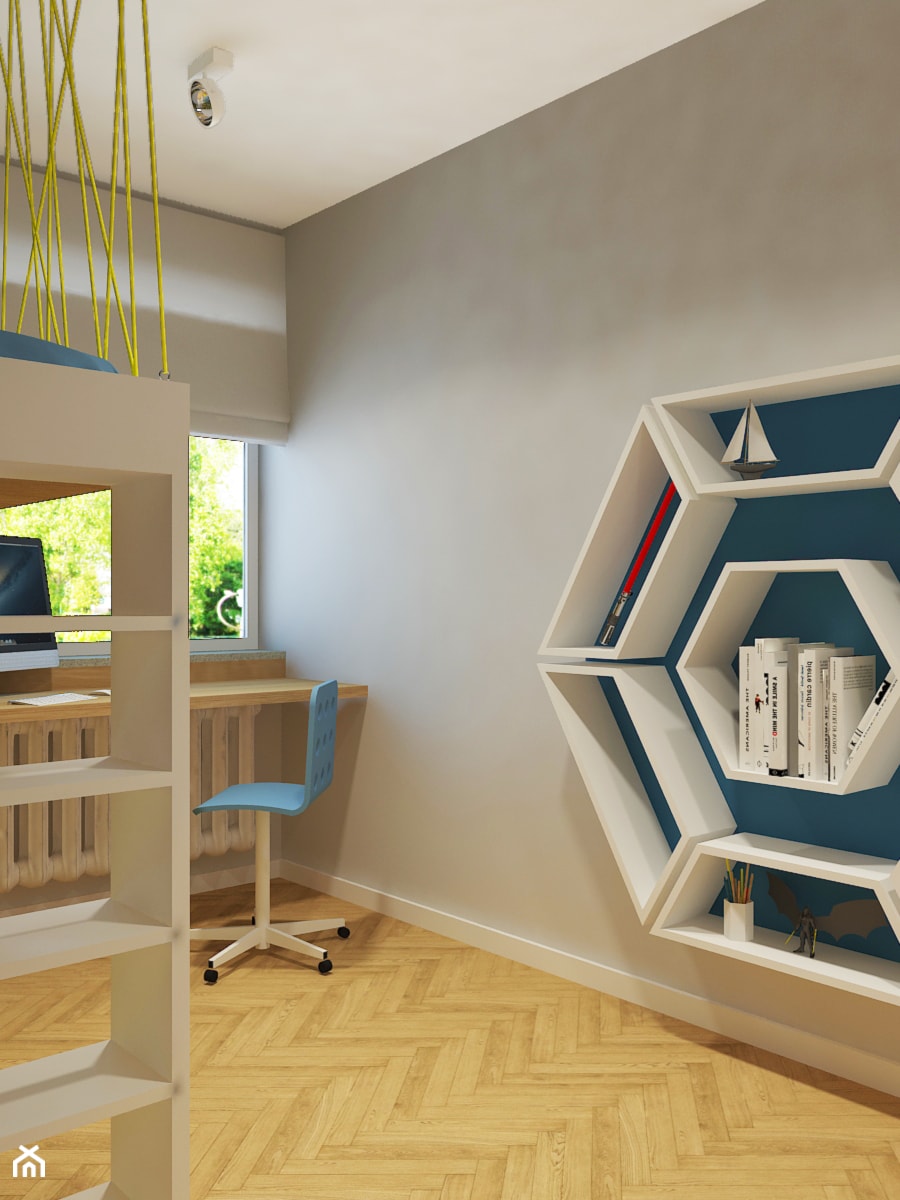 Nowe mieszkanie w starym bloku - Średni szary pokój dziecka dla nastolatka dla chłopca dla dziewczynki, styl nowoczesny - zdjęcie od Design Factory Studio Projektowe