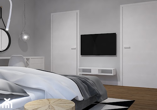 Dom jednorodzinny w Rąbieniu - Średnia szara z biurkiem sypialnia, styl nowoczesny - zdjęcie od Design Factory Studio Projektowe
