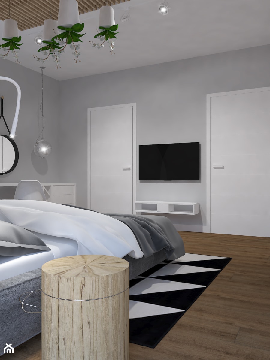 Dom jednorodzinny w Rąbieniu - Średnia szara z biurkiem sypialnia, styl nowoczesny - zdjęcie od Design Factory Studio Projektowe