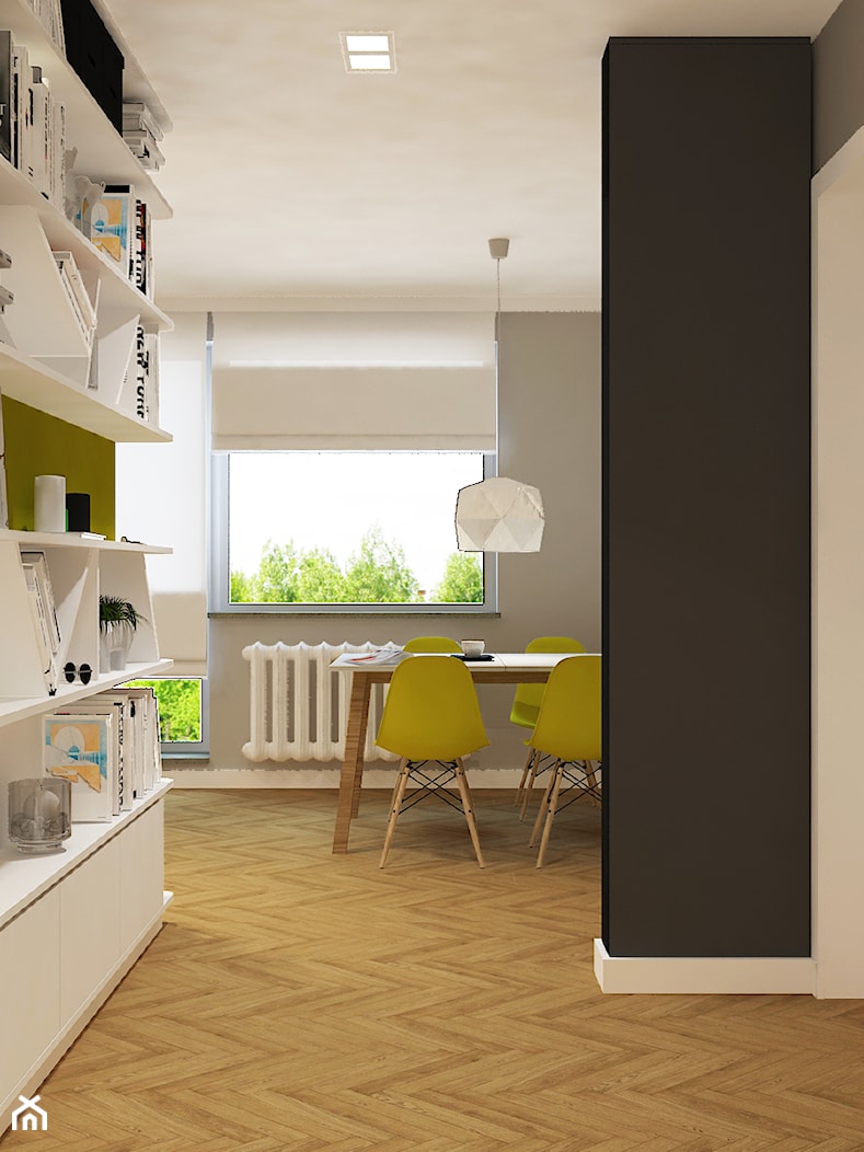 Nowe mieszkanie w starym bloku - Średnia czarna szara jadalnia jako osobne pomieszczenie, styl skandynawski - zdjęcie od Design Factory Studio Projektowe - Homebook