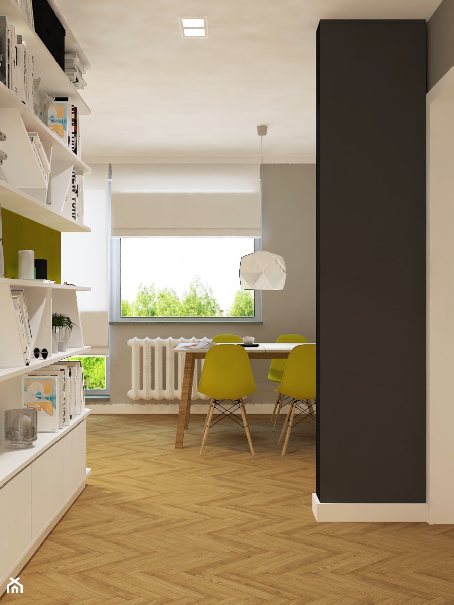 Nowe mieszkanie w starym bloku - Średnia czarna szara jadalnia jako osobne pomieszczenie, styl skandynawski - zdjęcie od Design Factory Studio Projektowe