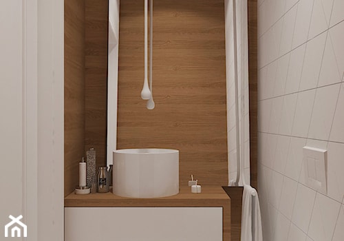 Dom w Smardzewicach - Mała bez okna z lustrem łazienka, styl skandynawski - zdjęcie od Design Factory Studio Projektowe