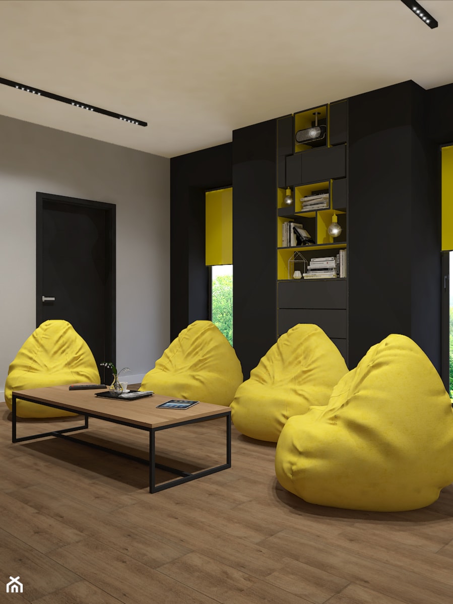 Dom jednorodzinny w Rąbieniu - Średni czarny szary hol / przedpokój, styl nowoczesny - zdjęcie od Design Factory Studio Projektowe