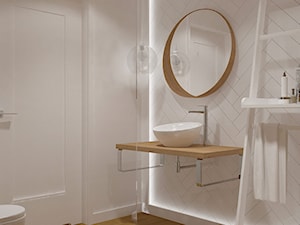Dom w Smardzewicach - Mała bez okna z punktowym oświetleniem łazienka, styl skandynawski - zdjęcie od Design Factory Studio Projektowe