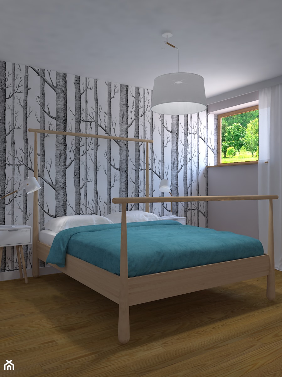 Dom w Smardzewicach - Średnia biała sypialnia, styl skandynawski - zdjęcie od Design Factory Studio Projektowe