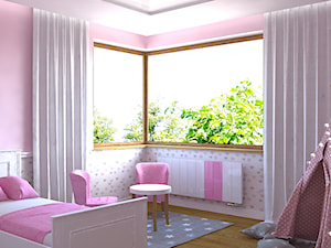 Dom w Smardzewicach - Średni różowy szary pokój dziecka dla dziecka dla dziewczynki, styl tradycyjny - zdjęcie od Design Factory Studio Projektowe