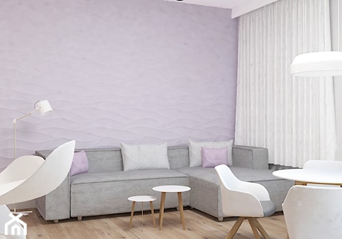 Apartament na Rudzkiej - Szary salon z jadalnią, styl skandynawski - zdjęcie od Design Factory Studio Projektowe