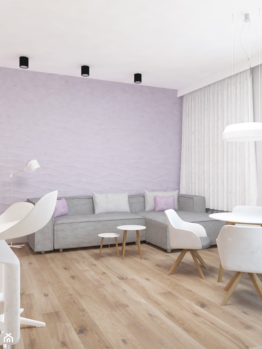 Apartament na Rudzkiej - Szary salon z jadalnią, styl skandynawski - zdjęcie od Design Factory Studio Projektowe