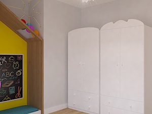 Dom jednorodzinny na Rataja - Średni szary żółty pokój dziecka dla dziecka dla chłopca dla dziewczynki, styl skandynawski - zdjęcie od Design Factory Studio Projektowe