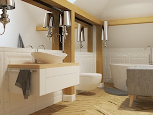 Okolice Nowosolnej - Średnia na poddaszu bez okna łazienka, styl tradycyjny - zdjęcie od Design Factory Studio Projektowe