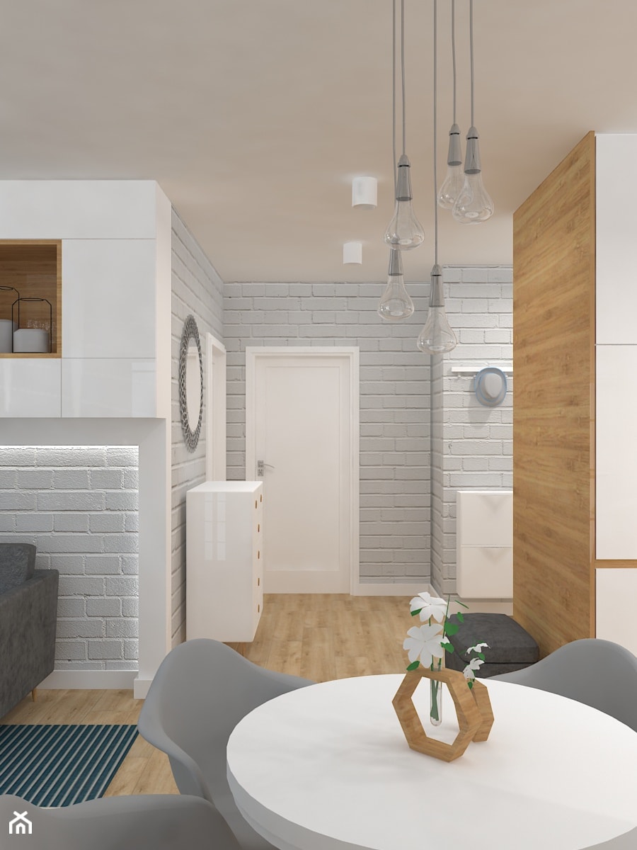 Mieszkanie w ciepłym skandynawskim stylu - Średni z wieszakiem hol / przedpokój, styl skandynawski - zdjęcie od Design Factory Studio Projektowe