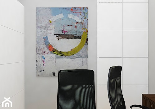 Osiedle Moderna Łódź - Małe białe szare biuro, styl nowoczesny - zdjęcie od Design Factory Studio Projektowe