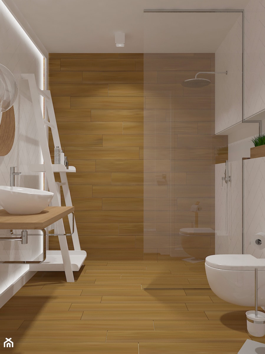 Dom w Smardzewicach - Mała bez okna z punktowym oświetleniem łazienka, styl skandynawski - zdjęcie od Design Factory Studio Projektowe