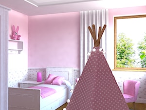 Dom w Smardzewicach - Średni biały różowy pokój dziecka dla dziecka dla dziewczynki, styl tradycyjny - zdjęcie od Design Factory Studio Projektowe