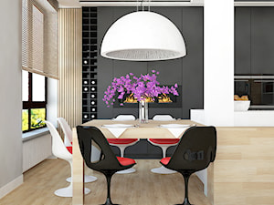 Apartament na Wilanowie - Średnia czarna szara jadalnia w kuchni, styl nowoczesny - zdjęcie od Design Factory Studio Projektowe