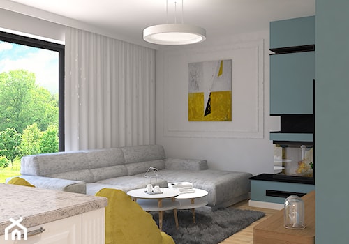 Dom jednorodzinny na Rataja - Średni biały salon, styl skandynawski - zdjęcie od Design Factory Studio Projektowe