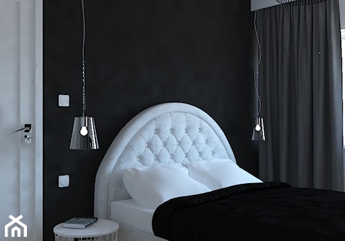Trzy pokoje na Teofilowie - Średnia czarna sypialnia, styl glamour - zdjęcie od Design Factory Studio Projektowe