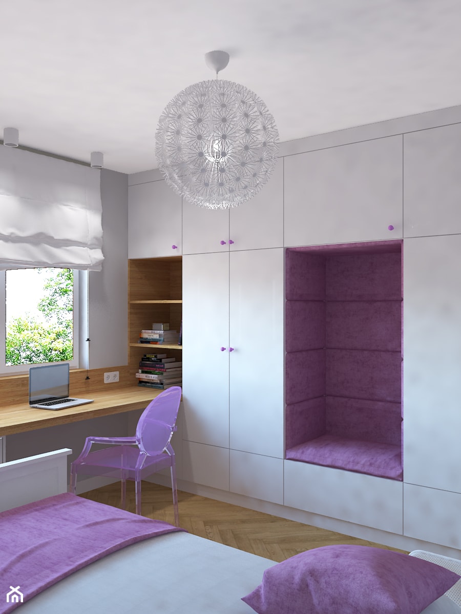 Trzy pokoje na Teofilowie - Mały szary pokój dziecka dla dziecka dla dziewczynki, styl nowoczesny - zdjęcie od Design Factory Studio Projektowe