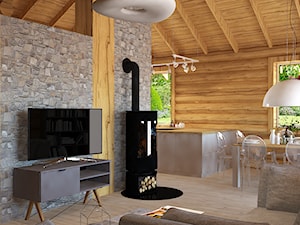 Dom z bali pod Zgierzem - Salon, styl nowoczesny - zdjęcie od Design Factory Studio Projektowe