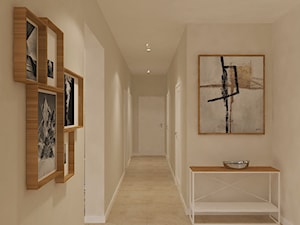 Dom jednorodzinny w Konstantynowie - Duży beżowy hol / przedpokój, styl skandynawski - zdjęcie od Design Factory Studio Projektowe