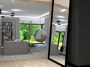 Dom jednorodzinny w Rąbieniu - Salon, styl nowoczesny - zdjęcie od Design Factory Studio Projektowe