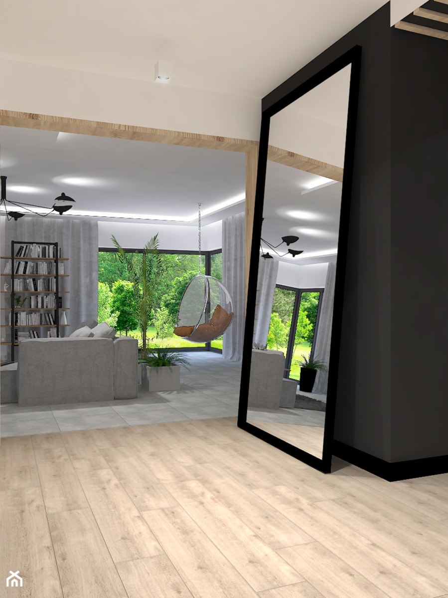 Dom jednorodzinny w Rąbieniu - Salon, styl nowoczesny - zdjęcie od Design Factory Studio Projektowe