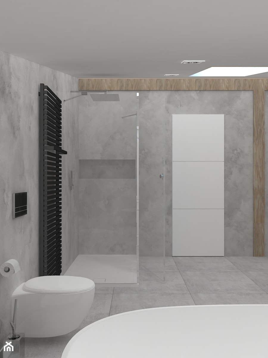 Łazienki w apartamencie - Średnia bez okna z punktowym oświetleniem łazienka, styl nowoczesny - zdjęcie od Design Factory Studio Projektowe