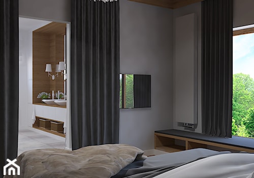 Dom w Smardzewicach - Mała szara sypialnia z łazienką, styl skandynawski - zdjęcie od Design Factory Studio Projektowe