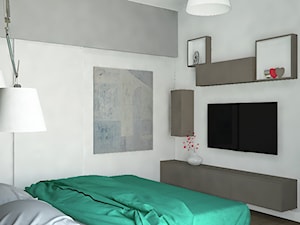 Osiedle Moderna Łódź - Mała biała szara sypialnia, styl nowoczesny - zdjęcie od Design Factory Studio Projektowe