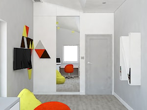 Osiedle Moderna Łódź - Średni biały szary pokój dziecka dla nastolatka dla chłopca dla dziewczynki, styl nowoczesny - zdjęcie od Design Factory Studio Projektowe