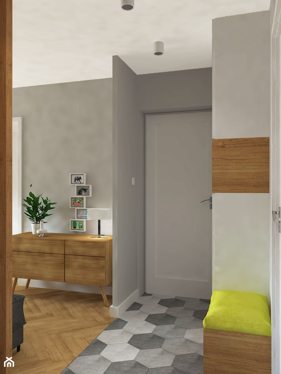 Trzy pokoje na Teofilowie - Średni biały szary hol / przedpokój, styl skandynawski - zdjęcie od Design Factory Studio Projektowe