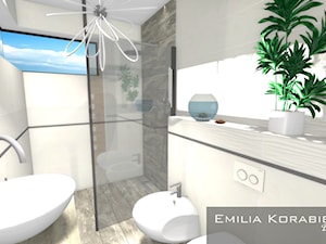 ŁAZIENKI - Mała średnia łazienka z oknem, styl nowoczesny - zdjęcie od EMILIA KORABIEC DESIGN