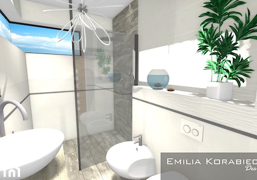ŁAZIENKI - Mała średnia łazienka z oknem, styl nowoczesny - zdjęcie od EMILIA KORABIEC DESIGN