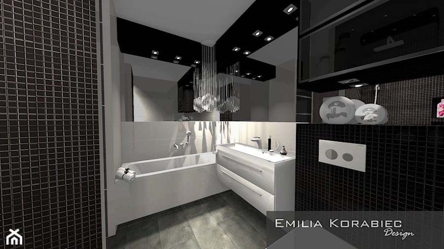 ŁAZIENKA CZARNO-BIAŁA EMILIA KORABIEC DESIGN - zdjęcie od EMILIA KORABIEC DESIGN