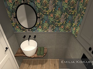 ŁAZIENKI - Mała bez okna z lustrem łazienka, styl vintage - zdjęcie od EMILIA KORABIEC DESIGN